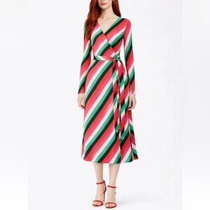 diane von furstenberg | tilly striped crepe midi wrap dress 🍉